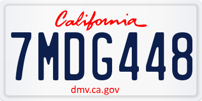 CA license plate 7MDG448