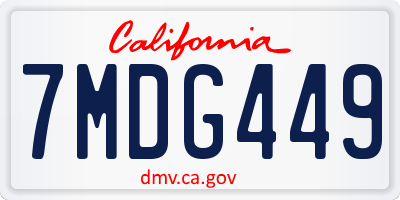 CA license plate 7MDG449