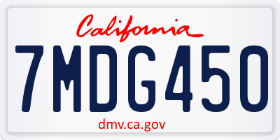 CA license plate 7MDG450