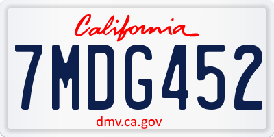 CA license plate 7MDG452