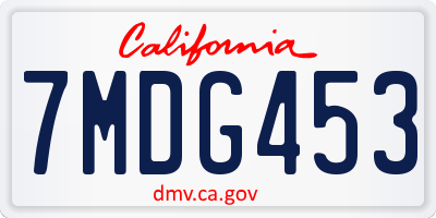 CA license plate 7MDG453