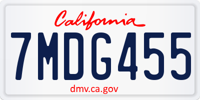 CA license plate 7MDG455