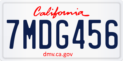 CA license plate 7MDG456