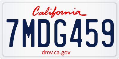 CA license plate 7MDG459