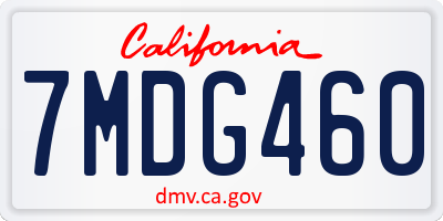 CA license plate 7MDG460