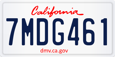 CA license plate 7MDG461