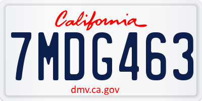 CA license plate 7MDG463