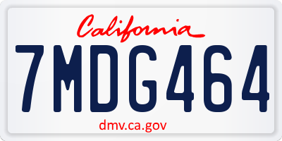 CA license plate 7MDG464