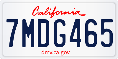 CA license plate 7MDG465