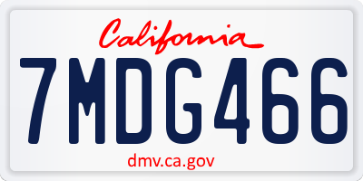 CA license plate 7MDG466