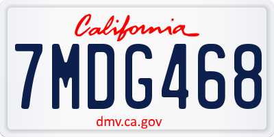 CA license plate 7MDG468
