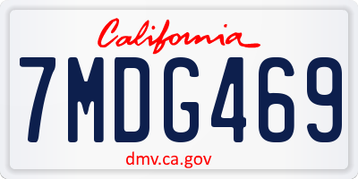 CA license plate 7MDG469