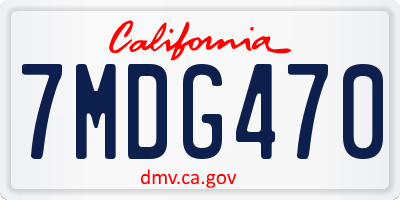 CA license plate 7MDG470