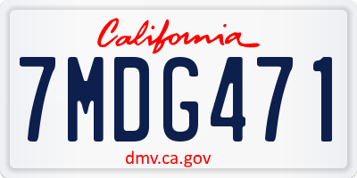 CA license plate 7MDG471