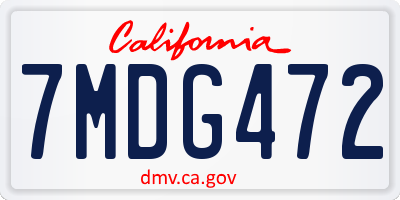 CA license plate 7MDG472