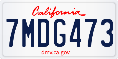 CA license plate 7MDG473