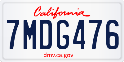 CA license plate 7MDG476