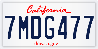 CA license plate 7MDG477