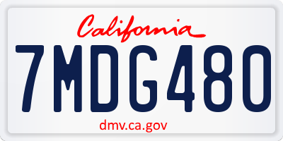 CA license plate 7MDG480