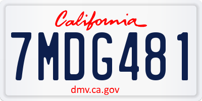 CA license plate 7MDG481