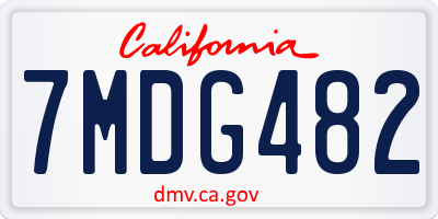 CA license plate 7MDG482