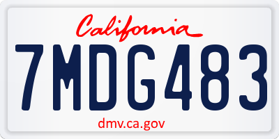 CA license plate 7MDG483