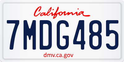 CA license plate 7MDG485