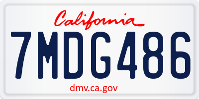 CA license plate 7MDG486