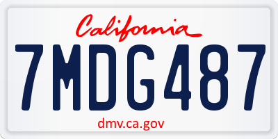 CA license plate 7MDG487