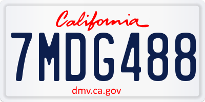 CA license plate 7MDG488