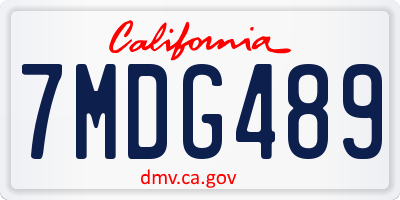 CA license plate 7MDG489