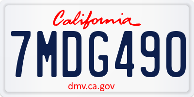 CA license plate 7MDG490