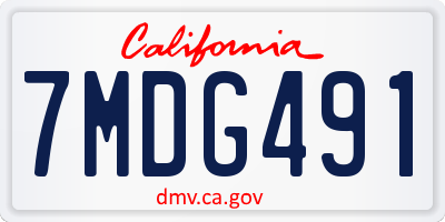 CA license plate 7MDG491