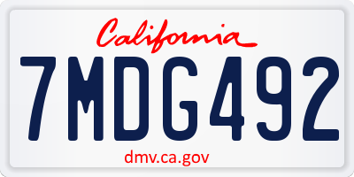 CA license plate 7MDG492