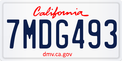 CA license plate 7MDG493