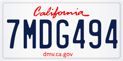 CA license plate 7MDG494