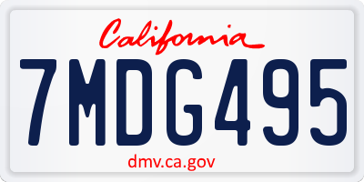 CA license plate 7MDG495