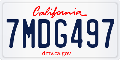 CA license plate 7MDG497