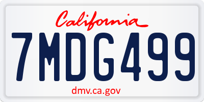 CA license plate 7MDG499