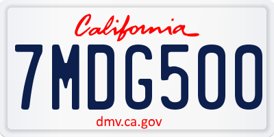 CA license plate 7MDG500