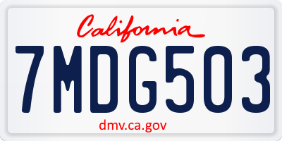 CA license plate 7MDG503