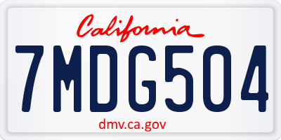 CA license plate 7MDG504