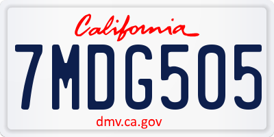 CA license plate 7MDG505