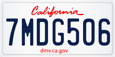 CA license plate 7MDG506