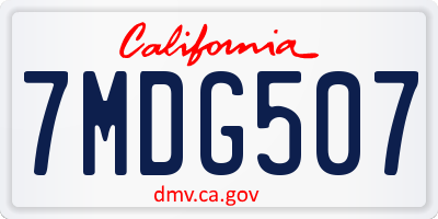 CA license plate 7MDG507