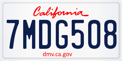 CA license plate 7MDG508