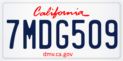 CA license plate 7MDG509