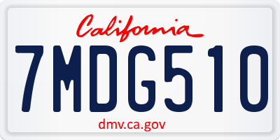 CA license plate 7MDG510