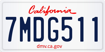 CA license plate 7MDG511