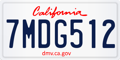 CA license plate 7MDG512